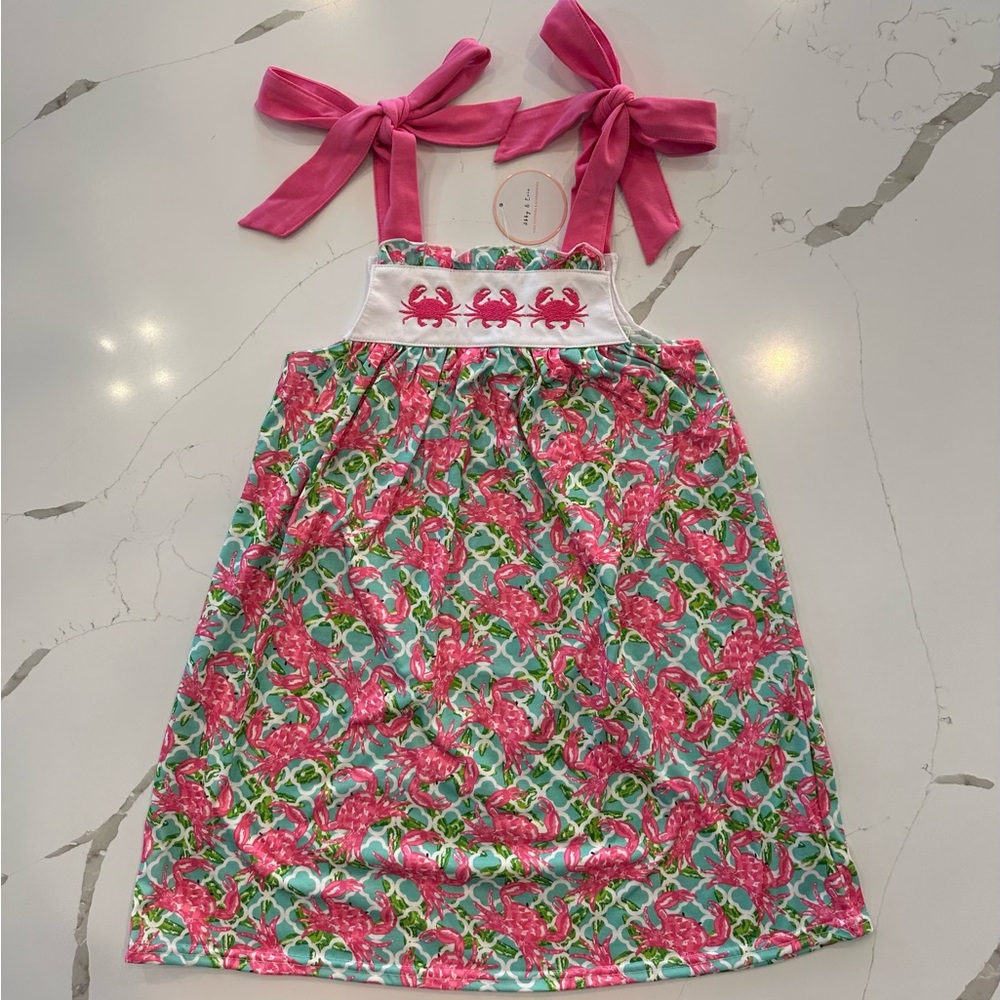 NWT Abby & Evie Girls Sz 7 Smocked Bow Dress